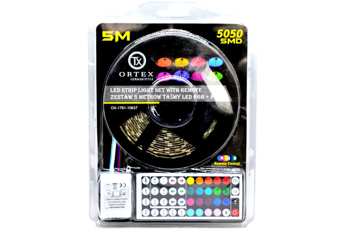 ФОТО КАРТИНКИ ЗОБРАЖЕННЯ Комплект LED стрічка лента ORTEX GERMAN STYLE OX-17-61-10637 5050 5 метрів RGB SMD різнокольорова світлодіодна +Блок живлення +Контролер +Великий Пульт Німеччина! РОЗДРІБ ОПТ ГУРТ ГУРТОМ ОПТОМ! З ЄВРОПИ! ЯКІСТЬ! Купити Львів Характеристики Ціна Оплата Доставка "БОГОДАР" ІНТЕРНЕТ-МАГАЗИН Огляд Рейтинг Порівняння Як вибрати Якісний