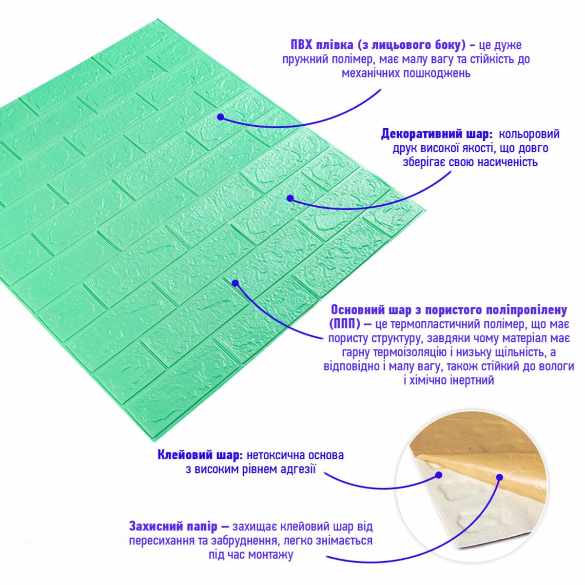 ФОТО КАРТИНКИ ЗОБРАЖЕННЯ 3D панель самоклеюча 700х770х3мм цегла М'ята (012-3) SW-00000233 РОЗДРІБ ОПТ ГУРТ ГУРТОМ ОПТОМ! З ЄВРОПИ! ЯКІСТЬ! Купити Львів Характеристики Ціна Оплата Доставка "БОГОДАР" ІНТЕРНЕТ-МАГАЗИН Огляд Рейтинг Порівняння Як вибрати Якісний