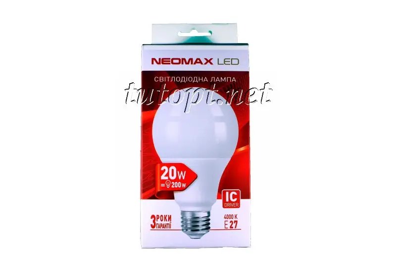 ФОТО КАРТИНКИ ЗОБРАЖЕННЯ Світлодіодна LED-лампочка NEOMAX 20 W NX20L E27 4000 K РОЗДРІБ ОПТ ГУРТ ГУРТОМ ОПТОМ! З ЄВРОПИ! ЯКІСТЬ! Купити Львів Характеристики Ціна Оплата Доставка "БОГОДАР" ІНТЕРНЕТ-МАГАЗИН Огляд Рейтинг Порівняння Як вибрати Якісний