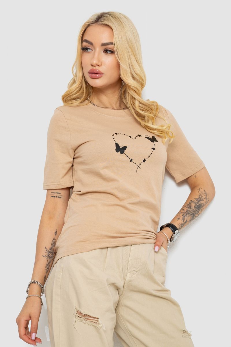 ФОТО КАРТИНКИ ЗОБРАЖЕННЯ Жіноча футболка з принтом AGER 241R125 L Бежевий РОЗДРІБ ОПТ ГУРТ ГУРТОМ ОПТОМ! З ЄВРОПИ! ЯКІСТЬ! Купити Львів Характеристики Ціна Оплата Доставка "БОГОДАР" ІНТЕРНЕТ-МАГАЗИН Огляд Рейтинг Порівняння Як вибрати Якісний