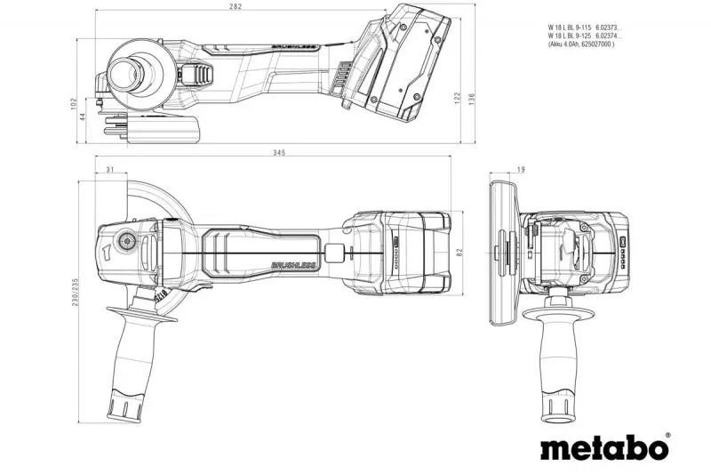 ФОТО КАРТИНКИ ЗОБРАЖЕННЯ Потужна акумуляторна болгарка METABO W 18 L BL 9-125 : з АКБ 2шт-18В/4,0Аг, 125мм диск (602374510) РОЗДРІБ ОПТ ГУРТ ГУРТОМ ОПТОМ! З ЄВРОПИ! ЯКІСТЬ! Купити Львів Характеристики Ціна Оплата Доставка "БОГОДАР" ІНТЕРНЕТ-МАГАЗИН Огляд Рейтинг Порівняння Як вибрати Якісний