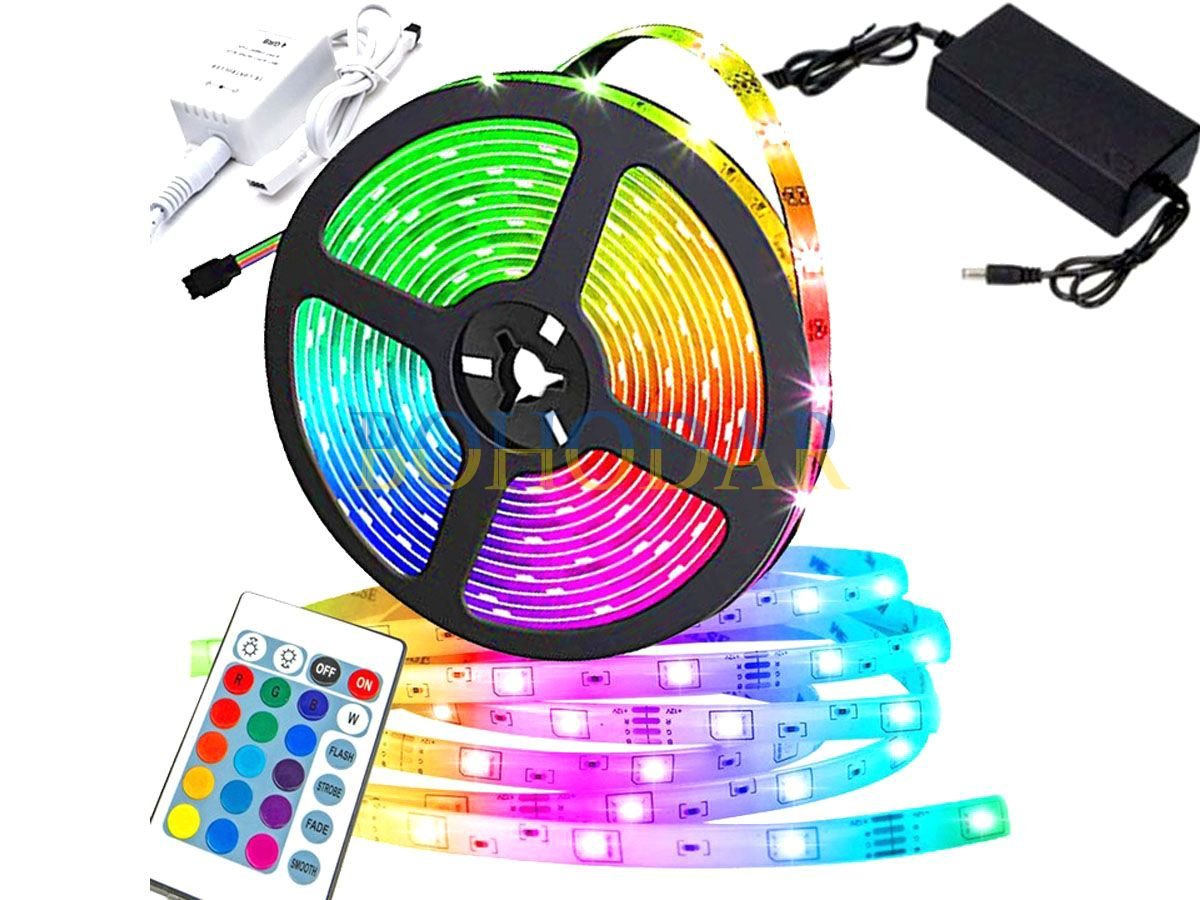 ФОТО КАРТИНКИ ЗОБРАЖЕННЯ Комплект стрічка лента LEDSTRIP 5050 5 метрів LED RGB SMD різнокольорова світлодіодна + Блок живлення + Контролер + Пульт РОЗДРІБ ОПТ ГУРТ ГУРТОМ ОПТОМ! З ЄВРОПИ! ЯКІСТЬ! Купити Львів Характеристики Ціна Оплата Доставка "БОГОДАР" ІНТЕРНЕТ-МАГАЗИН Огляд Рейтинг Порівняння Як вибрати Якісний