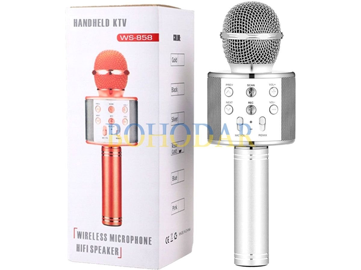 ФОТО КАРТИНКИ ЗОБРАЖЕННЯ Мікрофон-караоке з колонкою HANDHELD KTV WS-858 сірий SD USB LED BLUETOOTH 4.0 Android/IOS (Apple, iPhone) акумулятор Польща! РОЗДРІБ ОПТ ГУРТ ГУРТОМ ОПТОМ! З ЄВРОПИ! ЯКІСТЬ! Купити Львів Характеристики Ціна Оплата Доставка "БОГОДАР" ІНТЕРНЕТ-МАГАЗИН Огляд Рейтинг Порівняння Як вибрати Якісний