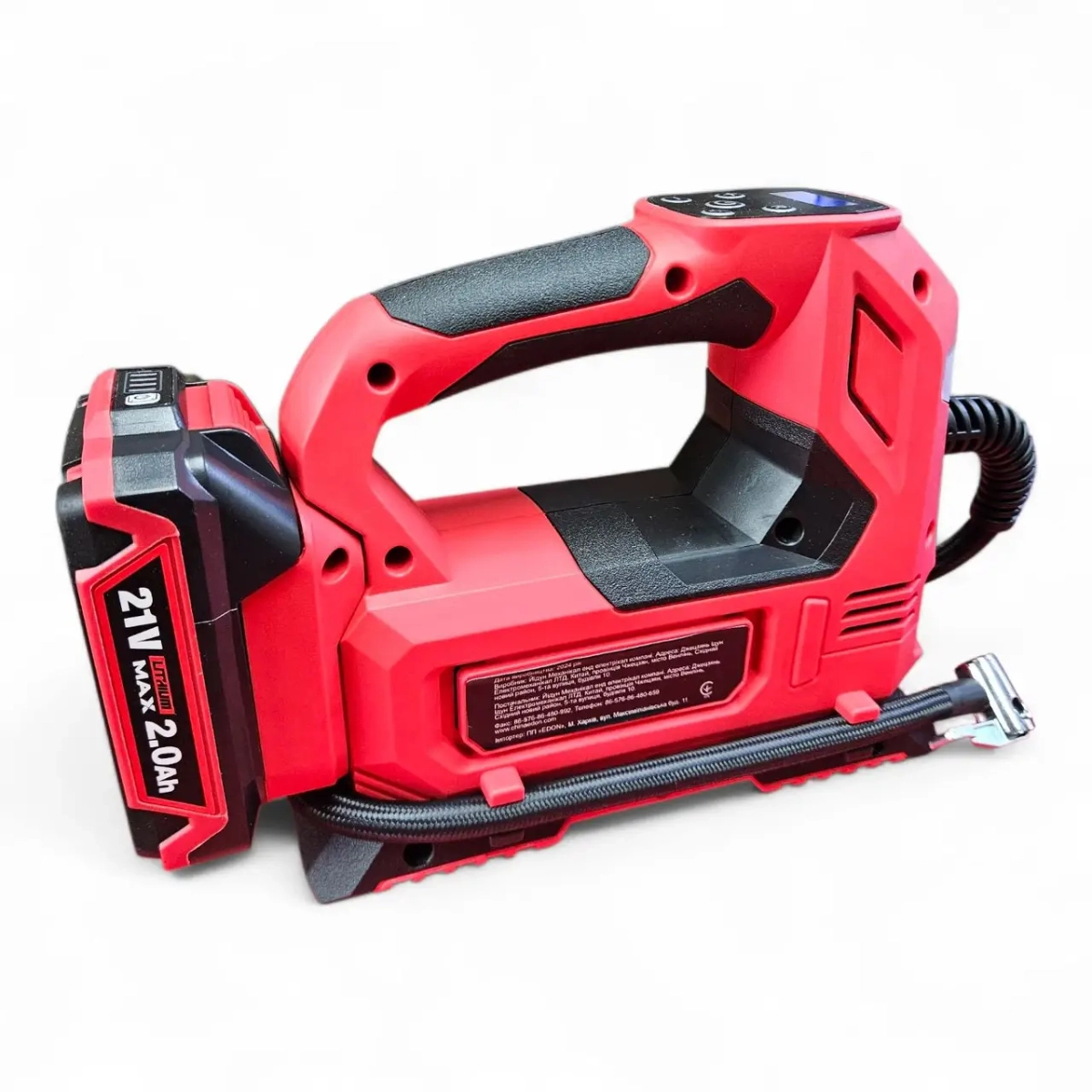 ФОТО КАРТИНКИ ЗОБРАЖЕННЯ Компресор автомобільний акумуляторний EDON KW ED AC-21/150 : з 2 АКБ 21 В 2.0 Аh РОЗДРІБ ОПТ ГУРТ ГУРТОМ ОПТОМ! З ЄВРОПИ! ЯКІСТЬ! Купити Львів Характеристики Ціна Оплата Доставка "БОГОДАР" ІНТЕРНЕТ-МАГАЗИН Огляд Рейтинг Порівняння Як вибрати Якісний