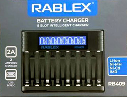 ФОТО КАРТИНКИ ЗОБРАЖЕННЯ RABLEX RB409 Зарядний пристрій універсальний LCD екран USB Type-C 2A для акумуляторів Li-Ion/IMR/Ni-MH/Ni-CD 8xAA/AAA/10430/14500 і т.п. Польща! РОЗДРІБ ОПТ ГУРТ ГУРТОМ ОПТОМ! З ЄВРОПИ! ЯКІСТЬ! Купити Львів Характеристики Ціна Оплата Доставка "БОГОДАР" ІНТЕРНЕТ-МАГАЗИН Огляд Рейтинг Порівняння Як вибрати Якісний