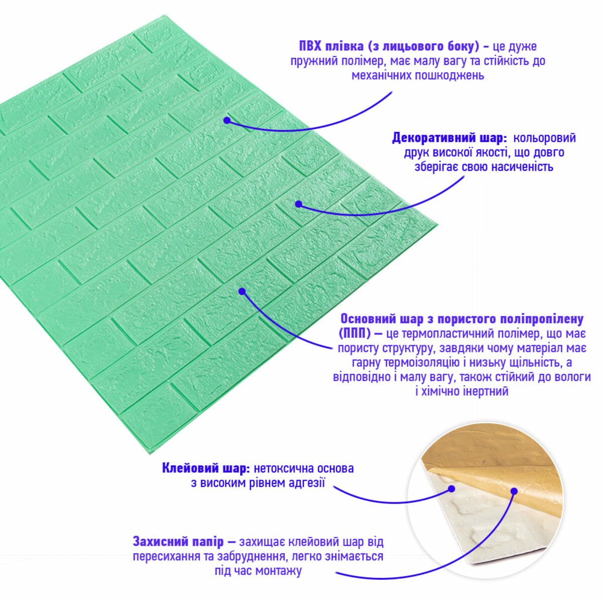 ФОТО КАРТИНКИ ЗОБРАЖЕННЯ 3D панель самоклеюча 700х770х5мм цегла М'ята (012-5) SW-00000148 РОЗДРІБ ОПТ ГУРТ ГУРТОМ ОПТОМ! З ЄВРОПИ! ЯКІСТЬ! Купити Львів Характеристики Ціна Оплата Доставка "БОГОДАР" ІНТЕРНЕТ-МАГАЗИН Огляд Рейтинг Порівняння Як вибрати Якісний