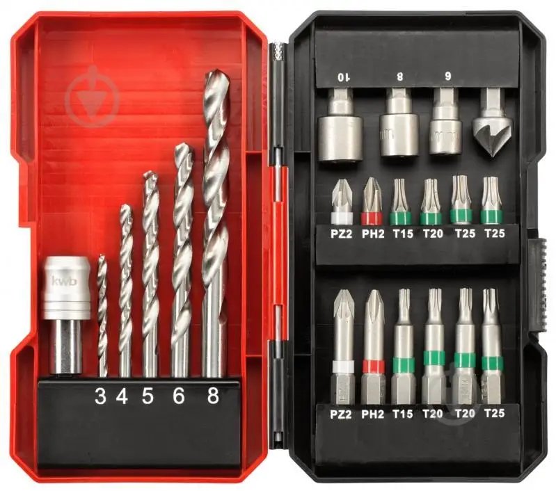ФОТО КАРТИНКИ ЗОБРАЖЕННЯ Професійний набір біт і свердел для шуруповерта KWB 22 шт. 108806 РОЗДРІБ ОПТ ГУРТ ГУРТОМ ОПТОМ! З ЄВРОПИ! ЯКІСТЬ! Купити Львів Характеристики Ціна Оплата Доставка "БОГОДАР" ІНТЕРНЕТ-МАГАЗИН Огляд Рейтинг Порівняння Як вибрати Якісний