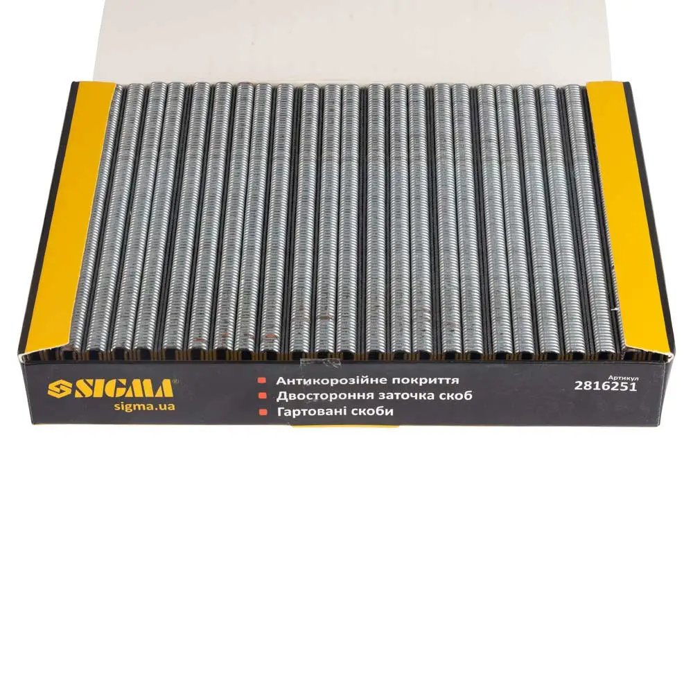ФОТО КАРТИНКИ ЗОБРАЖЕННЯ Скоби 25×5.8мм для пневмостеплера 5000шт SIGMA (2816251) РОЗДРІБ ОПТ ГУРТ ГУРТОМ ОПТОМ! З ЄВРОПИ! ЯКІСТЬ! Купити Львів Характеристики Ціна Оплата Доставка "БОГОДАР" ІНТЕРНЕТ-МАГАЗИН Огляд Рейтинг Порівняння Як вибрати Якісний