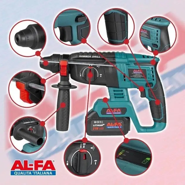 ФОТО КАРТИНКИ ЗОБРАЖЕННЯ Акумуляторний перфоратор AL-FA ALCRH1-21VBL 21 В, 2,5 Дж, SDS-plus, 2 АКБ 4 А·год РОЗДРІБ ОПТ ГУРТ ГУРТОМ ОПТОМ! З ЄВРОПИ! ЯКІСТЬ! Купити Львів Характеристики Ціна Оплата Доставка "БОГОДАР" ІНТЕРНЕТ-МАГАЗИН Огляд Рейтинг Порівняння Як вибрати Якісний