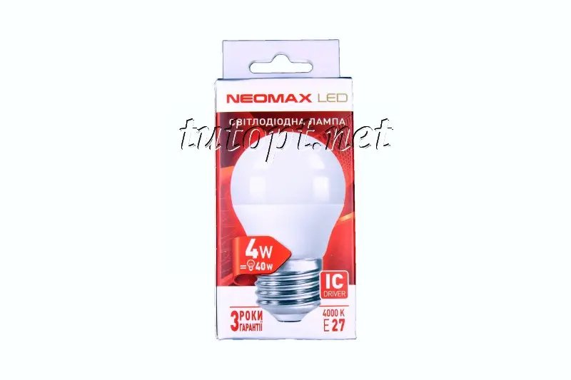 ФОТО КАРТИНКИ ЗОБРАЖЕННЯ Світлодіодна LED-лампочка NEOMAX 4 W NX4B E27 4000 K (Шарик) РОЗДРІБ ОПТ ГУРТ ГУРТОМ ОПТОМ! З ЄВРОПИ! ЯКІСТЬ! Купити Львів Характеристики Ціна Оплата Доставка "БОГОДАР" ІНТЕРНЕТ-МАГАЗИН Огляд Рейтинг Порівняння Як вибрати Якісний